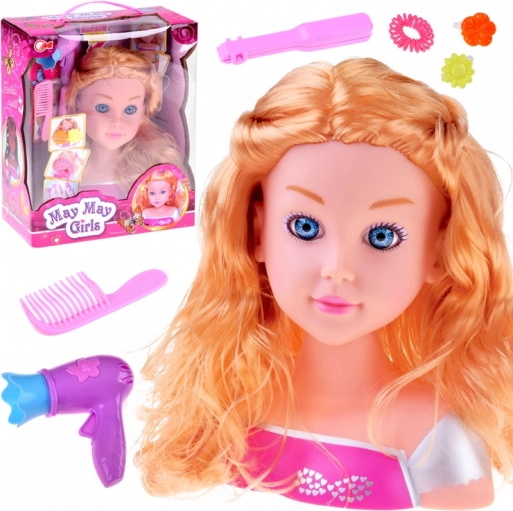 głowa do czesania – blond lalka z akcesoriami fryzjerskimi 20 cm