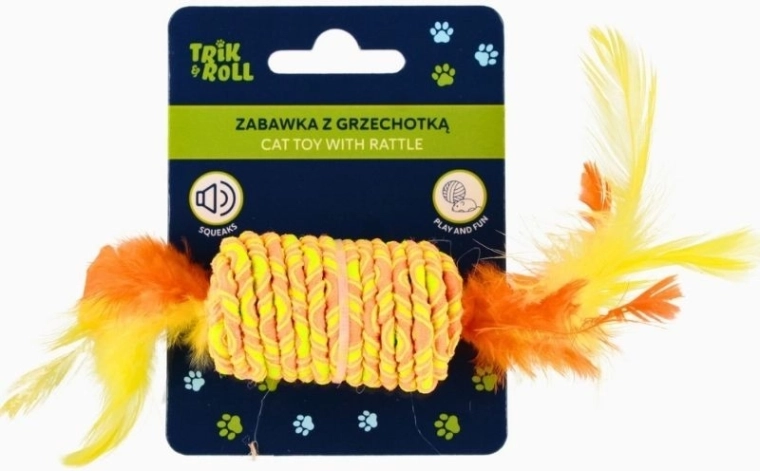 Grzechotka dla kota z piórkami