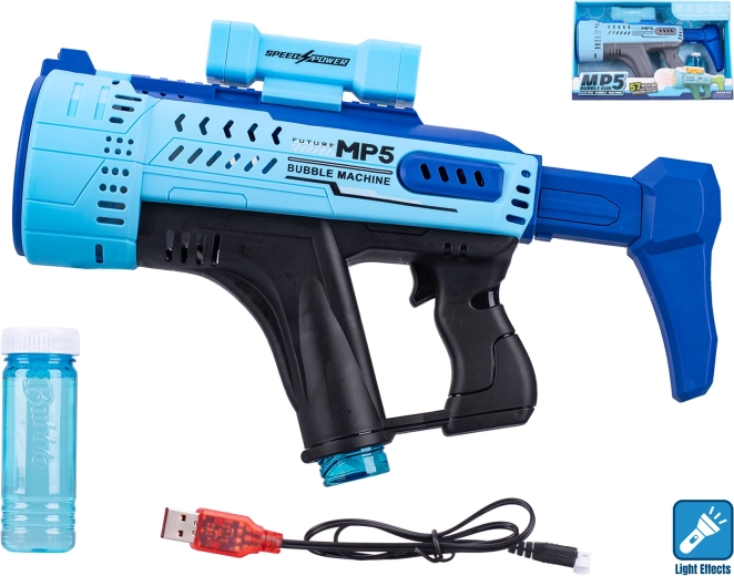 Pistolet do baniek MP5 niebieski z efektem świetlnym 44 cm