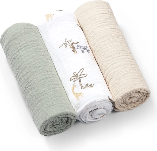 BabyOno pieluszki muślinowe Super Soft 3 szt. zielone 70 × 70 cm