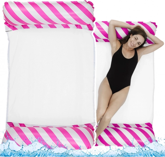 Nadmuchiwana wodna huśtawka–siatka biało-różowa 120x70 cm