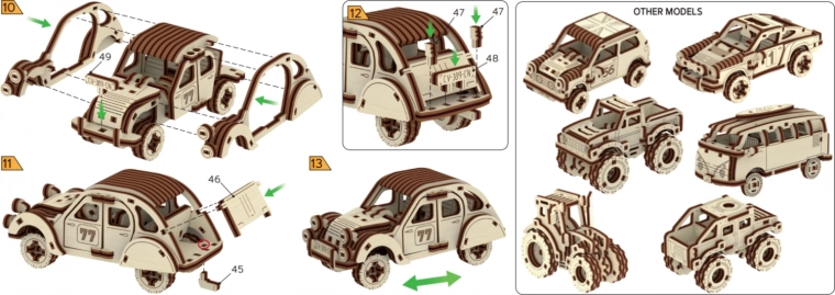 Drewniane puzzle 3D samochód wyścigowy – Numer 77