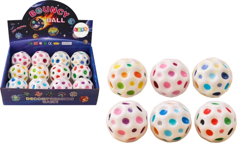 Kosmiczna piłeczka do rzucania i ściskania z wypustkami, biała 7 cm