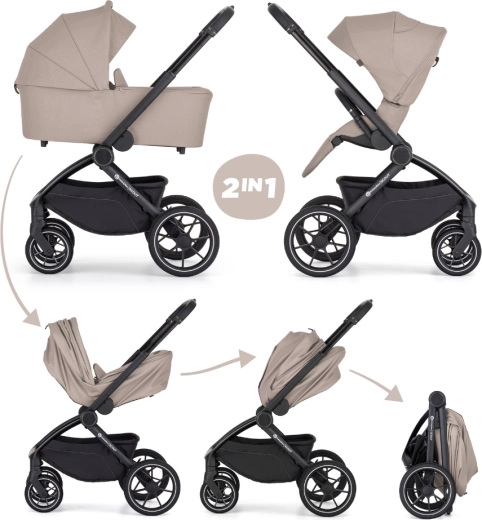 Petite&Mars wózek dziecięcy wielofunkcyjny Scout 2w1 cappuccino cream