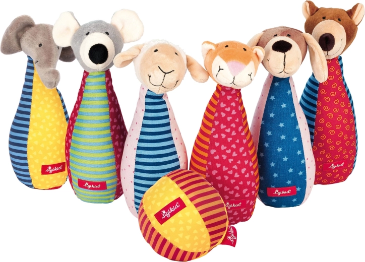 Miękkie kręgle dla dzieci Sigikid – zestaw patchwork ze zwierzątkami