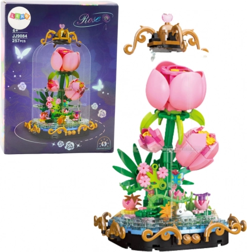 Konstrukcyjny zestaw budowlany Wieczna róża w kopule – dekoracyjna kompozycja 257 elementów