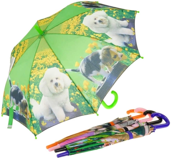 Dziecięcy automatyczny parasol z fotograficznym nadrukiem zwierząt domowych 69 × 100 cm - 1 sztuka
