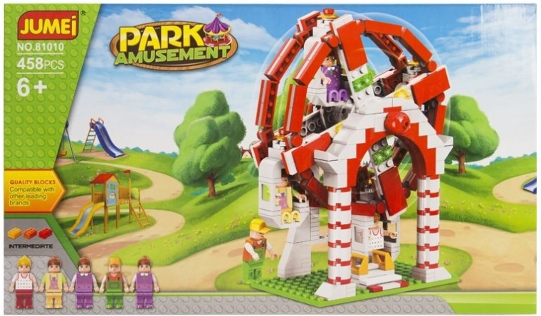 Klocki konstrukcyjne Jumei – park rozrywki 458 elementów (47 × 28 cm) - 1 sztuka