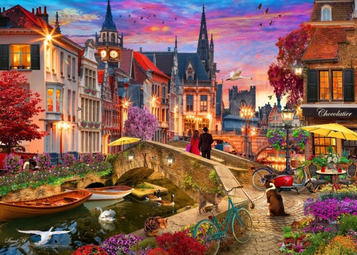 Puzzle Wieczór nad kanałem wodnym 1000 elementów