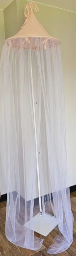 EKO baldachim nad łóżeczko dziecięce z muślinu i tiulu Powder Rose 250 × 300 cm