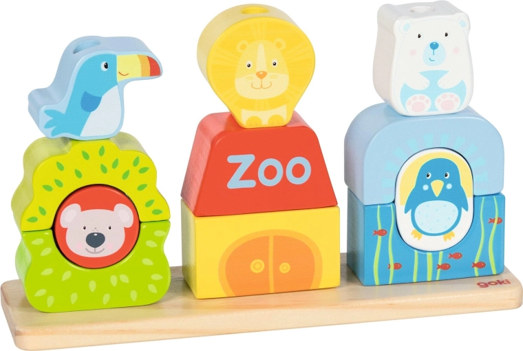 Gra drewniana do układania wieży zoo - 1 sztuka
