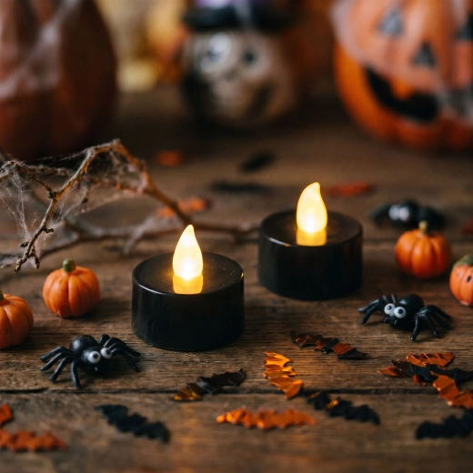 Halloweenowa świeczka LED typu tealight - 2 szt. – Czarna