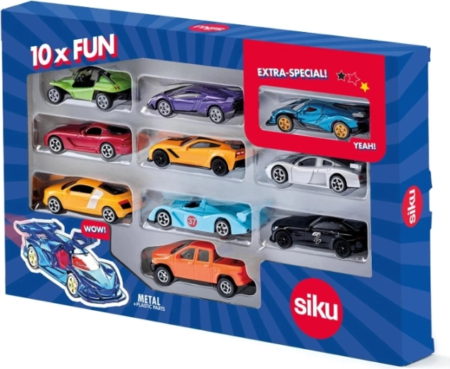 Siku Super zestaw 10 samochodów sportowych