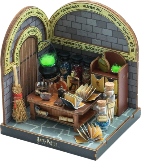 Szczegółowa mini diorama pracowni eliksirów