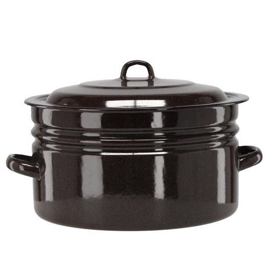 Emaliowany garnek 25 l, średnica 40 cm, brązowy z pokrywką