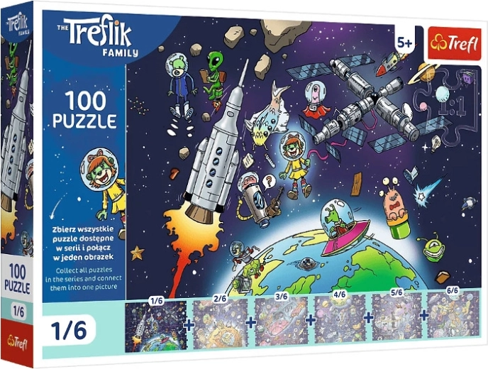 Puzzle Trefl 100 elementów Treflinka w kosmosie