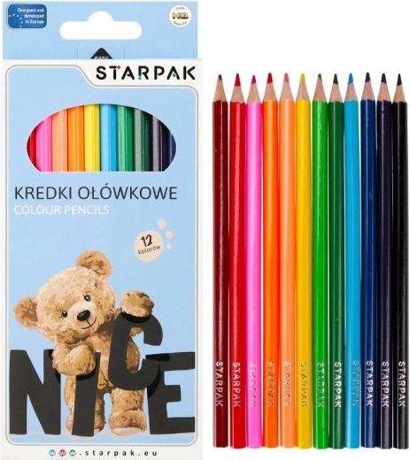Kredki ołówkowe Miś trójkątne – 12 kolorów