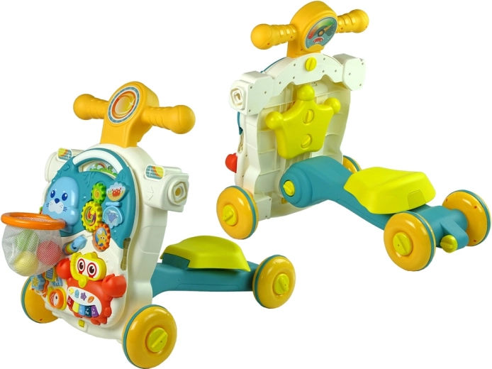 4w1: pchacz, stolik, jeździk i hulajnoga