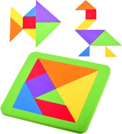 Piankowe puzzle tangram – kolorowa logiczna układanka