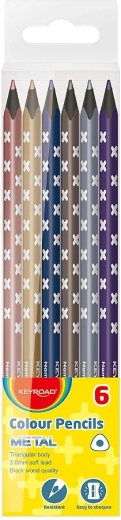 Kredki Keyroad metaliczne trójkątne 6 kolorów