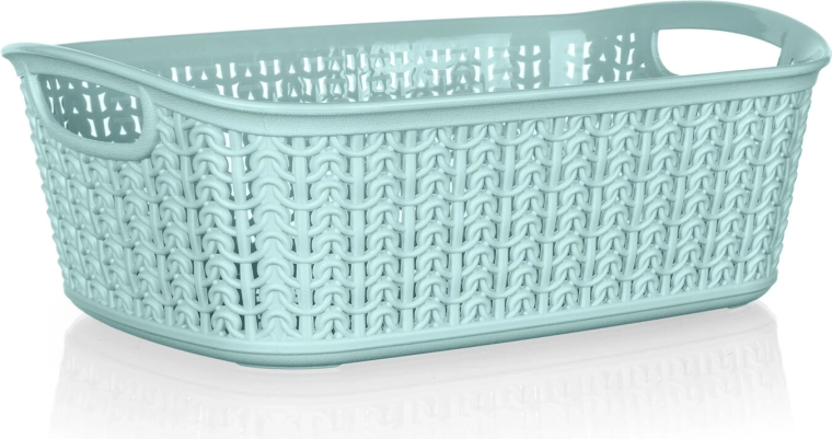 Rattanowy koszyk z plastiku 3 l, mint, 26,5 × 20 × 9,5 cm