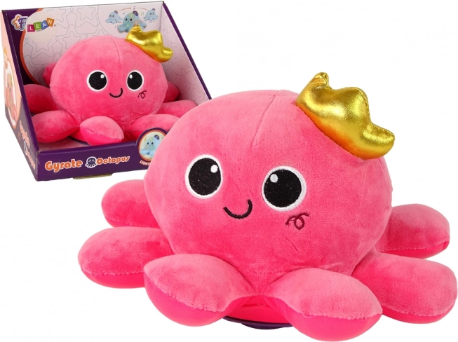 Różowa pluszowa zabawka ośmiornica z oświetleniem i dźwiękami