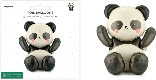 PartyDeco foliowy balon Panda 68 × 72 cm