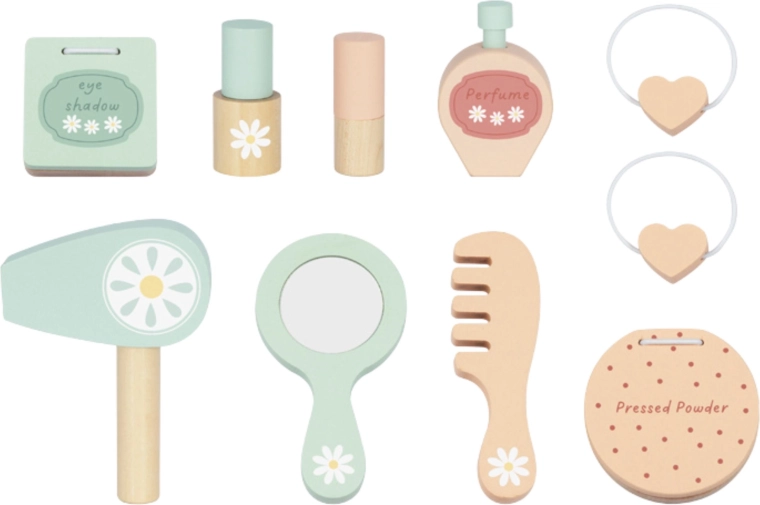 Bogaty zestaw drewnianych akcesoriów kosmetycznych