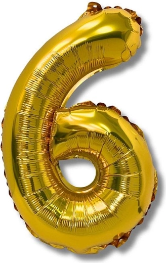 Balon foliowy cyfra 6 złoty 40 cm