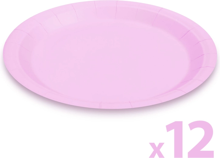 Zestaw papierowych talerzy 23 cm - 12 szt. – Różowy