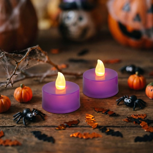 Fioletowe LED-owe podgrzewacze na Halloween, 2 szt.