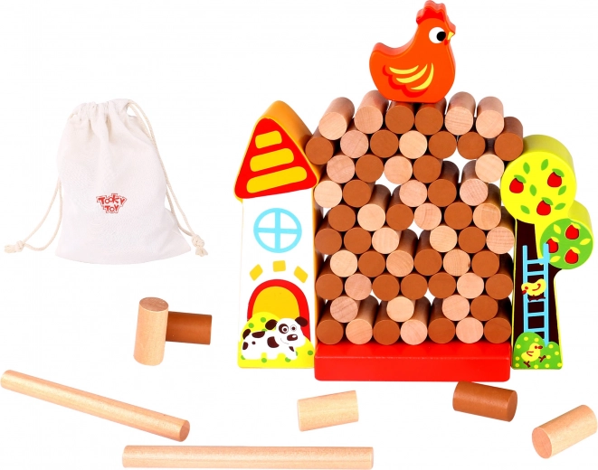 Tooky Toy Drewniana Gra Spadnij Kuro Farma