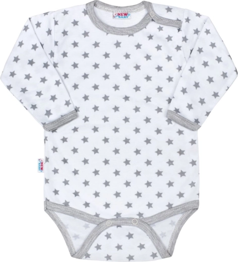 New Baby Classic II szare niemowlęce body z gwiazdkami