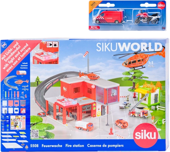 SIKU World remiza strażacka z wozem strażackim