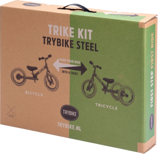 Trybike Vintage zestaw do konwersji rowerka biegowego na trójkołowiec z kremowym kołem