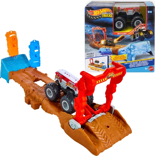 Hot Wheels Monster Trucks zestaw do zabawy tor z autem HW 5 Alarm i 2 dodatkami