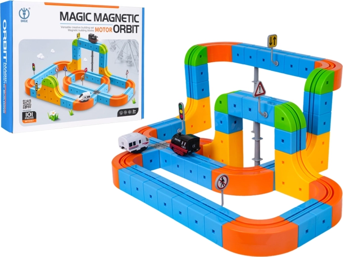Kolorowa magnetyczna kolejka z 101 elementami