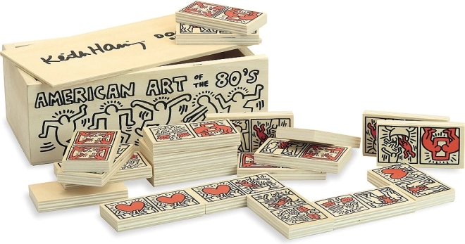 Drewniane domino VILAC z motywem KEITH HARING