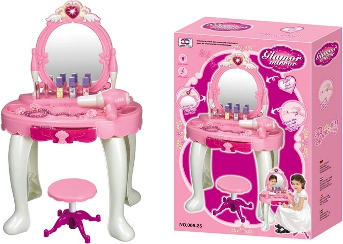Toaletka Glamour z podświetlanym lustrem i suszarką na baterie