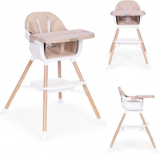 Dziecięce krzesełko do karmienia 2 w 1, beżowe, ECOTOYS