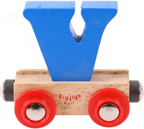 Drewniany wagonik z literą V – BIGJIGS Rail