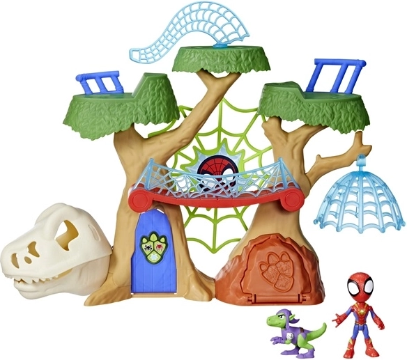 Domek na drzewie z pajęczym mostem