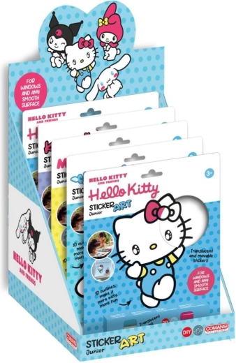Naklejki okienne i kolorowanki z farbkami Hello Kitty i Kuromi (2 rodzaje), 19 × 23 cm