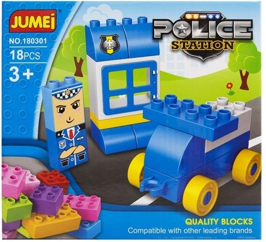 Klocki konstrukcyjne Jumei – posterunek policji 18 elementów (3+) 20 × 19 cm – 1 sztuka