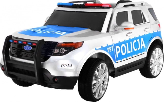 Dziecięce policyjne SUV na baterię z syrenami, światłami, megafonem i pilotem zdalnego sterowania