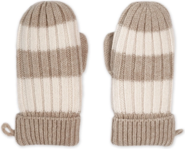 Rękawiczki Lodger stripe merino beżowe, rozm. 1–2 lata - 1 sztuka