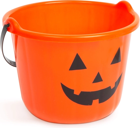 Plastikowe wiaderko halloweenowe z motywem dyni