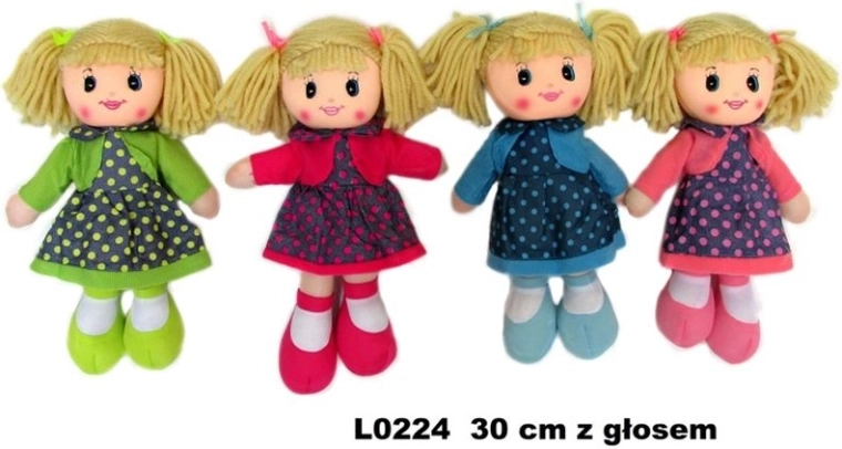 Pluszowa lalka z głosem 30 cm (mix 4 wariantów)