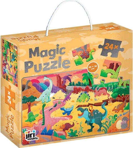 Brokatowe puzzle w pudełku Dinozaury