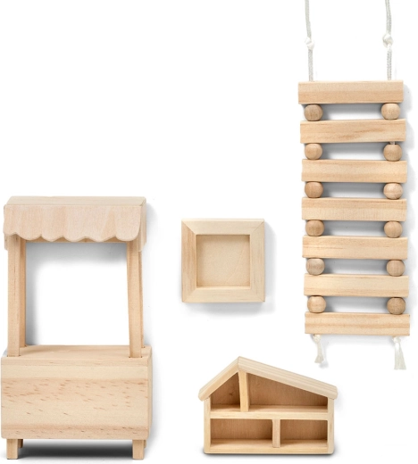 Lundby kreatywny zestaw drewnianych dodatków do domku dla lalek (DIY)